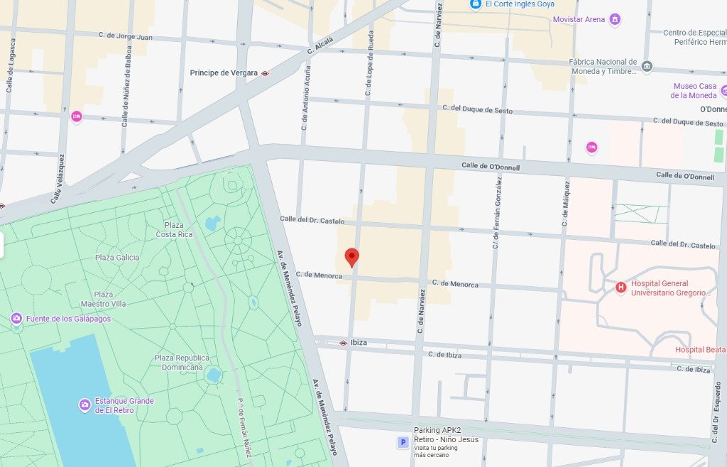 Plano de situación de Mercedes Fernández-Pacheco Osteópata en Madrid